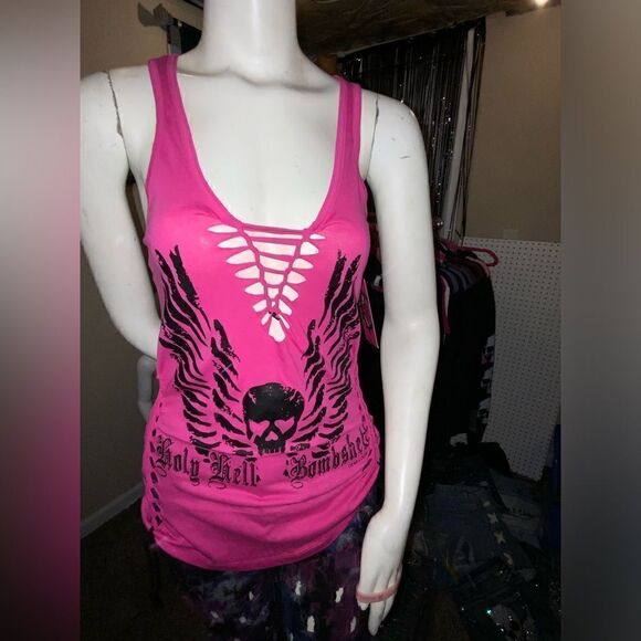 Bombshell Slashed Tank with Side Ties - Picture 1 of 3